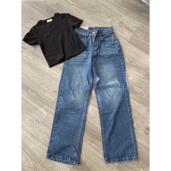 Quần jeans nữ ống suông nhỏ phong cách Hàn Quốc Mụp Store