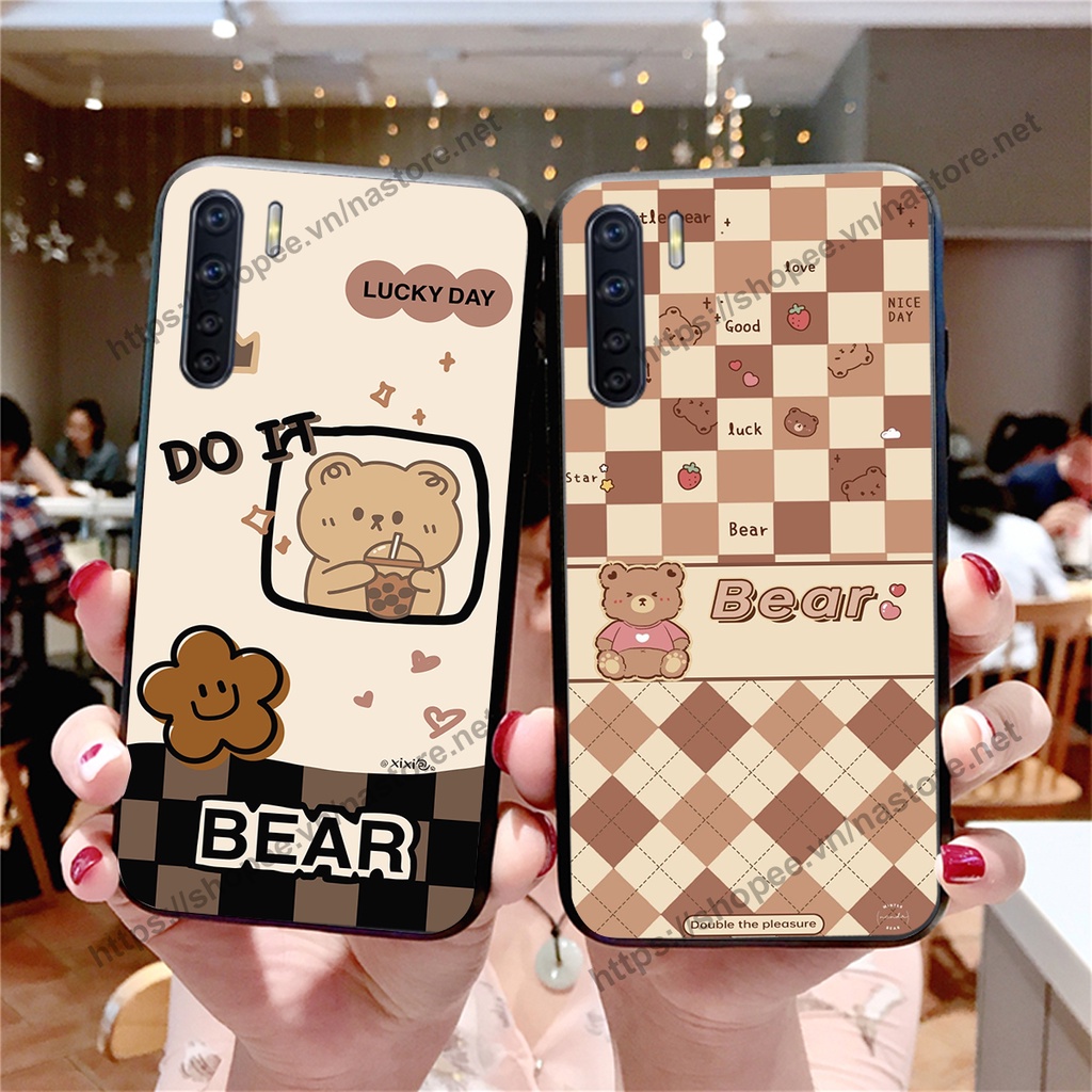 Ốp lưng Oppo A91 - Reno 3 mẫu gấu hoạt hình mới nhất 2023 cute giá rẻ