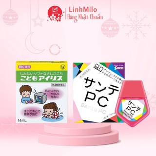 Nước nhỏ mắt Taisho cho bé xem tivi điện thoại và nhỏ mắt Santen PC nguời lớn của Nhật Bản.