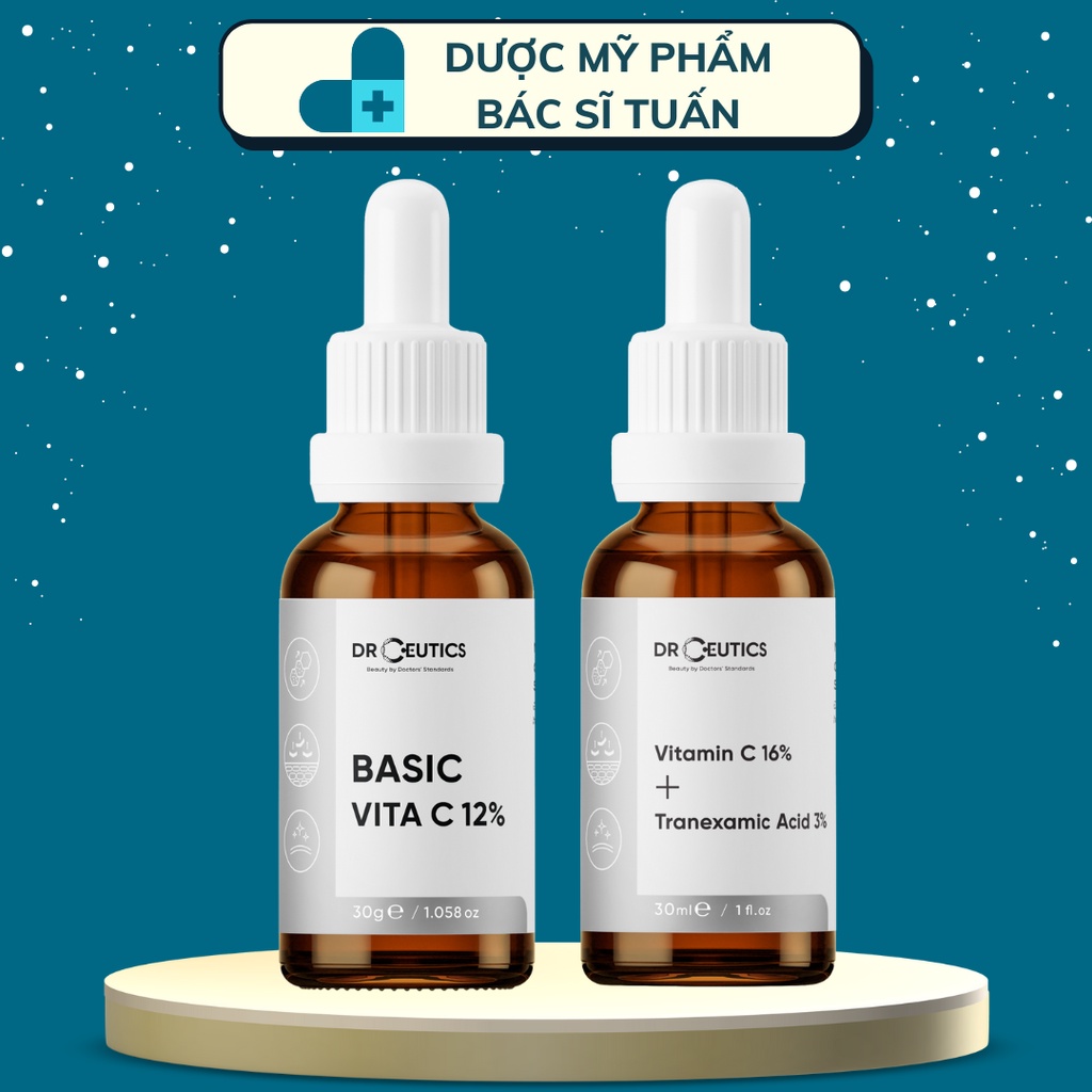 Serum Vitamin C 16% Drceutics và Basic vitamin C 12% Drceutics ngừa lão hóa sáng da mờ thâm