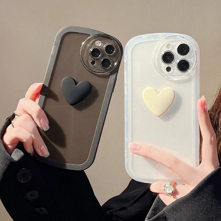Ốp Điện Thoại Silicon Mềm Trong Suốt Hình Trái Tim 3D Cho iPhone 11 12 13 14 Pro MAX Plus Mini 6 6S 7 8 Plus X XR XS MAX SE 2020 2022