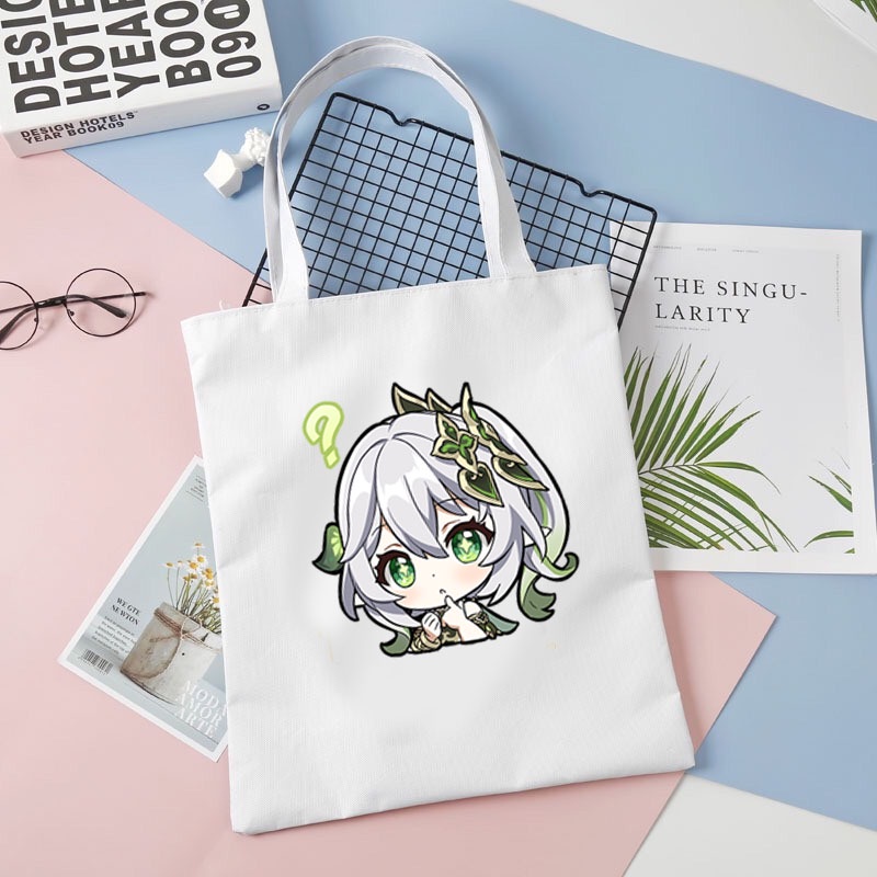 Túi tote vải trắng in hình GENSHIN IMPACT ver SUMERU game anime chibi tiện lợi thời trang đeo vai