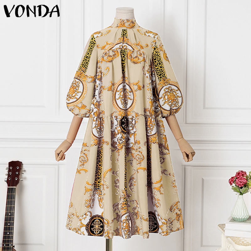 Đầm dài VONDA dáng rộng tay phồng cổ điển dành cho nữ