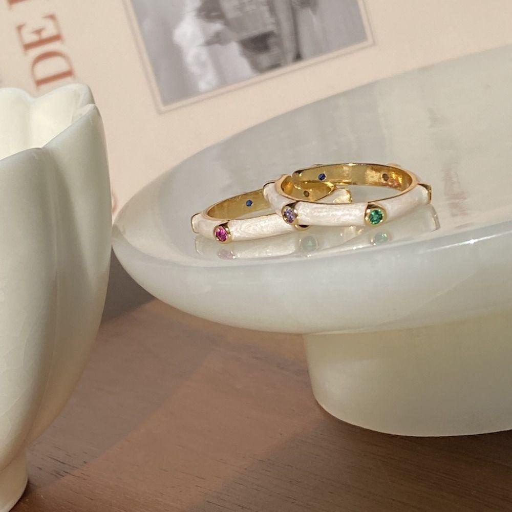 Nhẫn Kim Loại Tráng Men Dạng Hở Phong Cách Hàn Quốc Thời Trang Cho Nữ