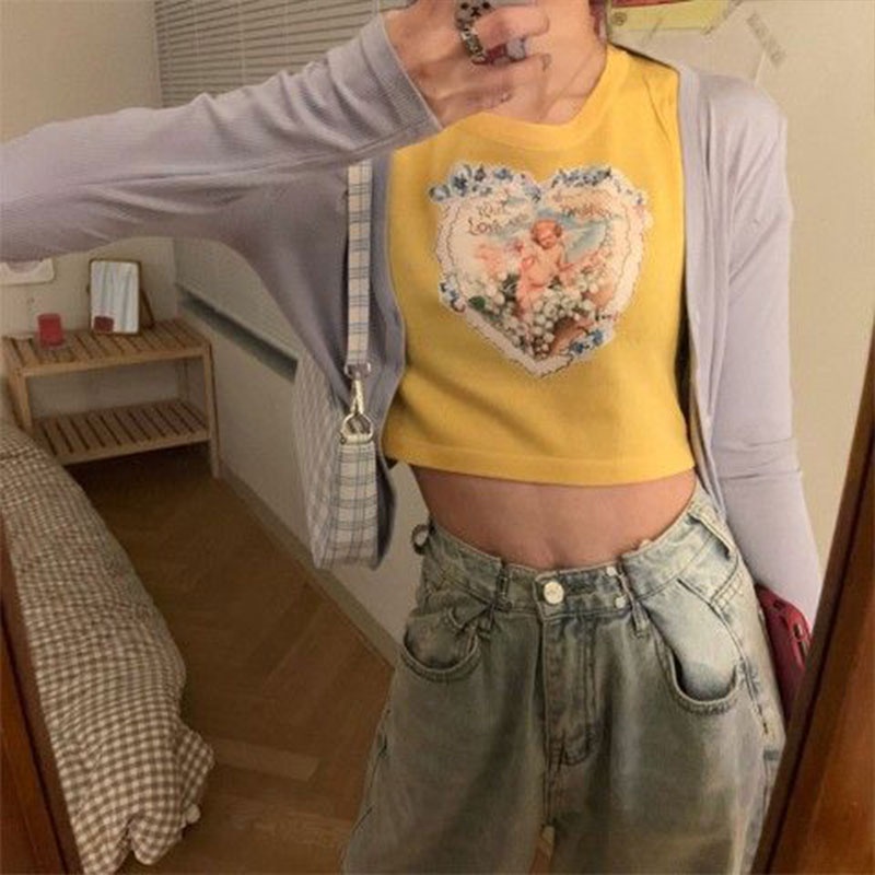 Áo thun croptop XINLANYASHE tay ngắn dáng ôm phong cách Hàn Quốc thời trang cho nữ