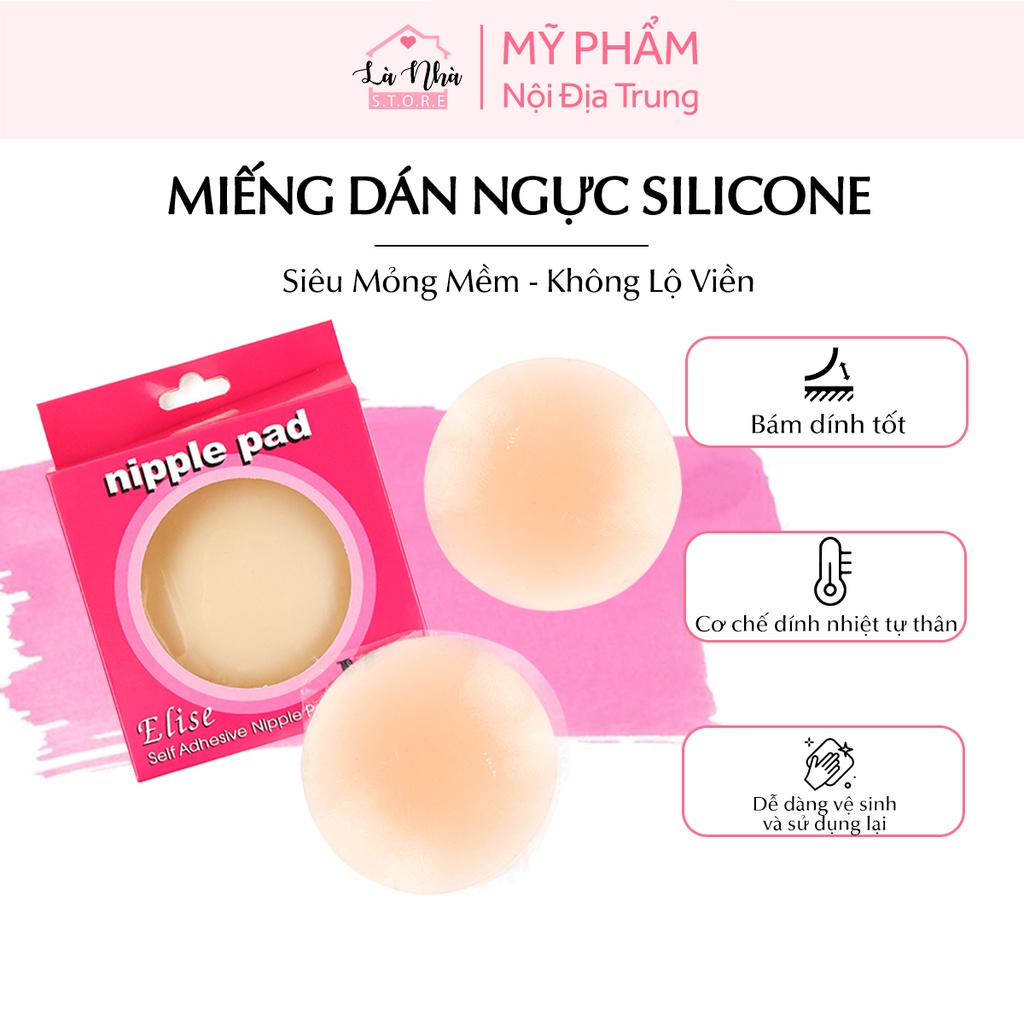 Miếng dán ngực Silicone hình tròn, hình hoa không lộ viền, hộp một cặp che đầu nhũ hoa có lót đầu ti tái sử dụng 6 tháng