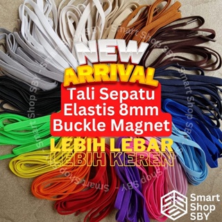 Image of Tali Sepatu Elastis Lebar 8mm Buckle Lock MAGNETIC Keren Elastic Shoelace With Stylish MAGNETIC Buckle Lock