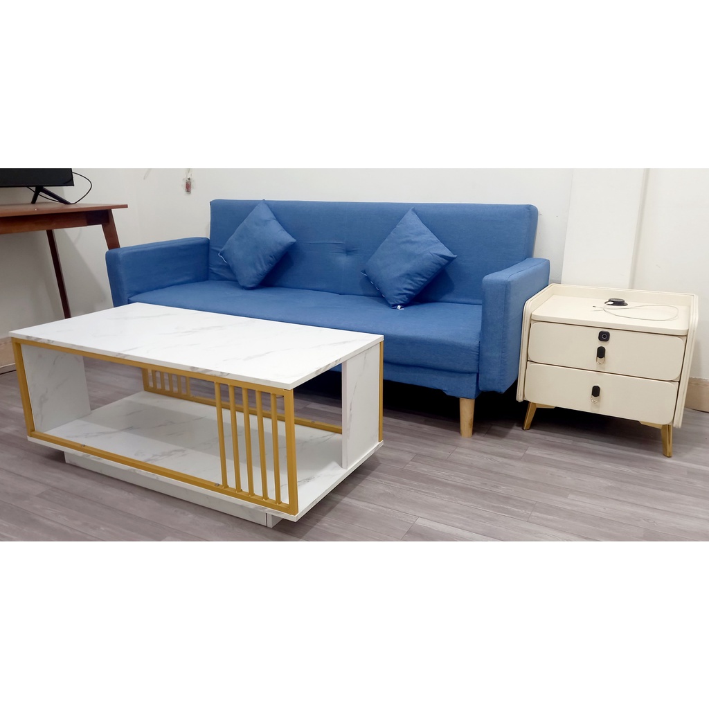 Bàn sofa phòng khách BETA-HOME bàn trà hình hộp chữ nhật mặt gỗ vân đá sang trọng kích thước 100*50*40cm | BigBuy360 - bigbuy360.vn