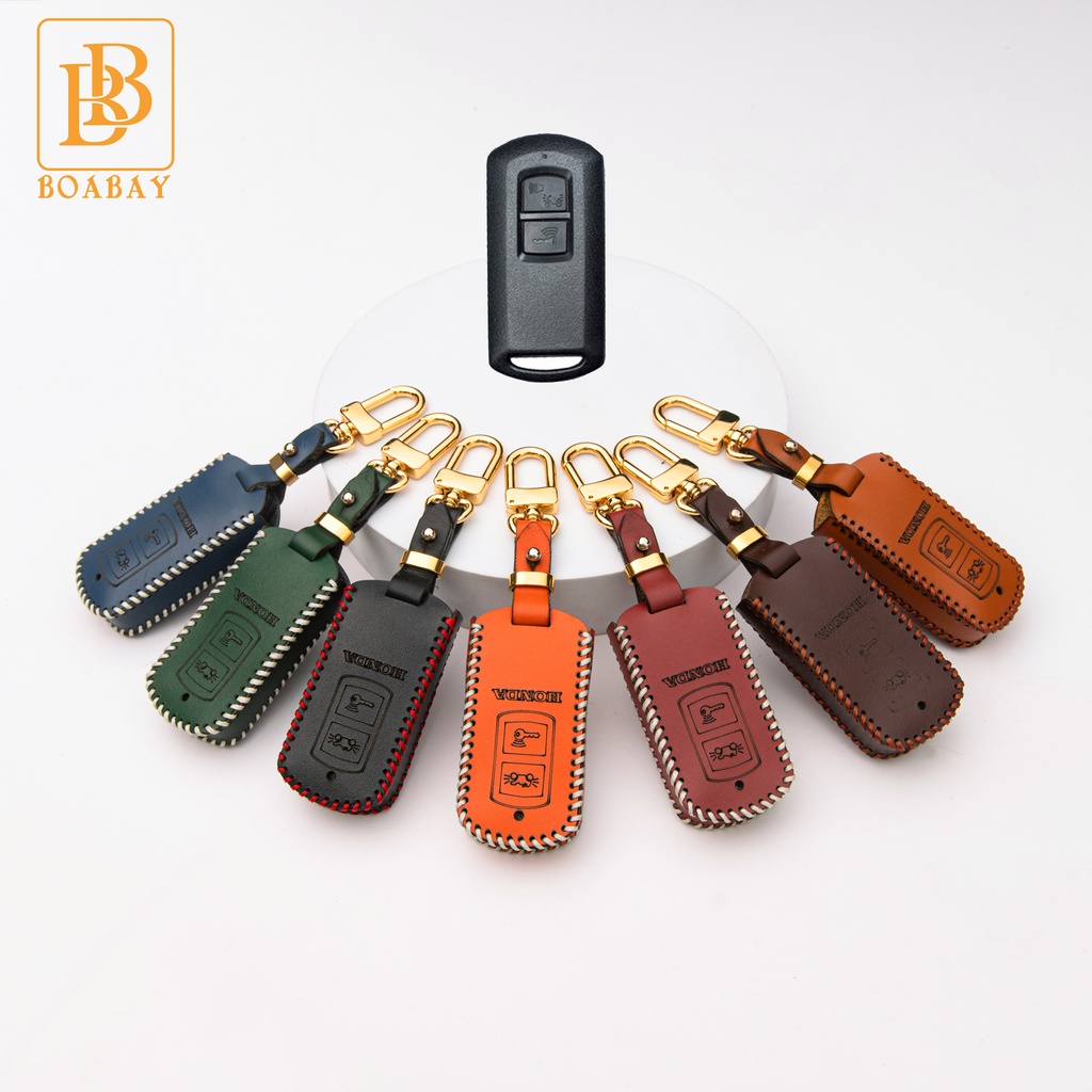 Bao da chìa khoá xe máy bb cao cấp honda airblade, lead, vision, vario form cũ chìa thông minh 2 khắc tên, số điện thoại