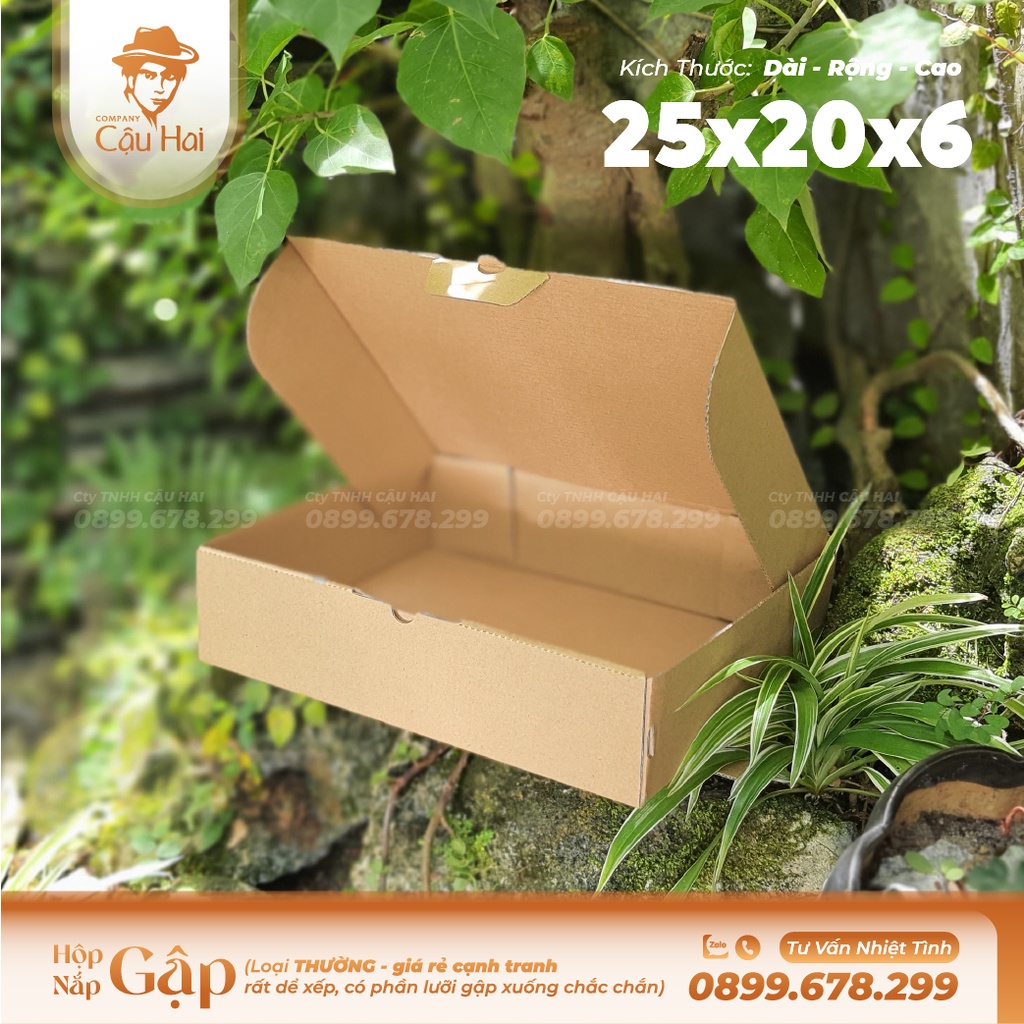 Set 20 hộp carton nắp GẬP 25x20x6