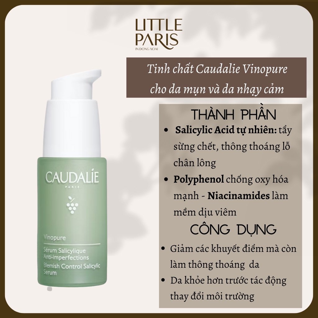 Tinh Chất Dưỡng Da Mụn Caudalie Vinopure Skin Perfecting Salicylic Serum 30ml