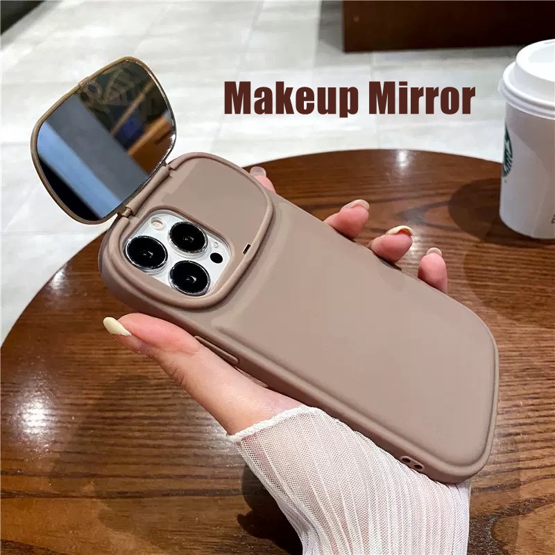Ốp Điện Thoại Silicone Mềm Trong Suốt Có Gương Trang Điểm Cho iPhone 14 Pro 13 12 11 Pro Max XR XS Max X