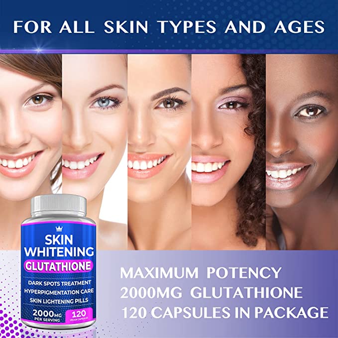 Skin Whitening Glutathione 2000mg - Viên uống làm sáng da, giảm thâm nám, chống lão hóa hiệu quả 120 viên