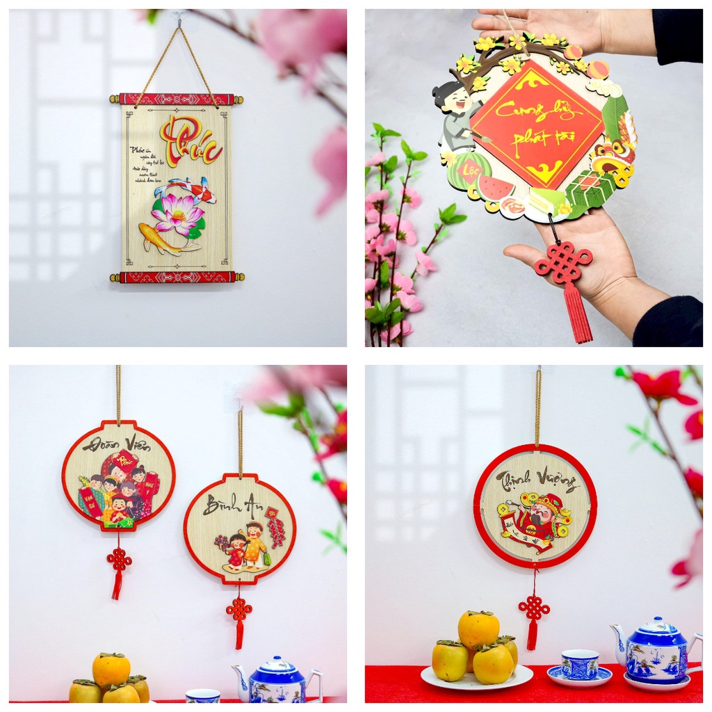 Bảng gỗ xinh xắn trang trí tết, bảng gỗ decor trang trí treo tường