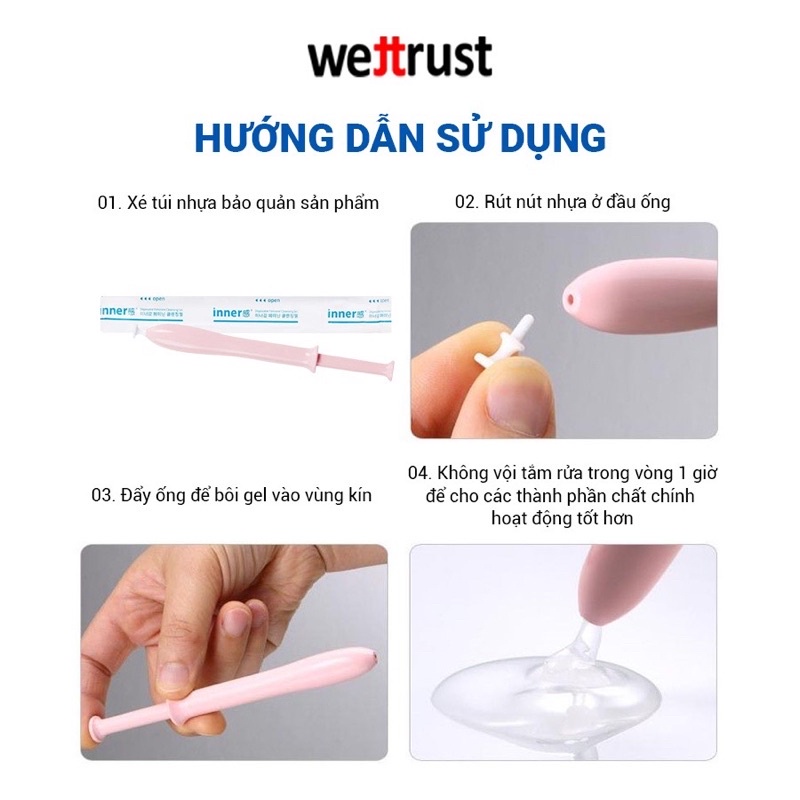 Hộp 20 ống Đũa thần Inner Gel vệ sinh phụ nữ Wettrust - Màu xanh làm sạch