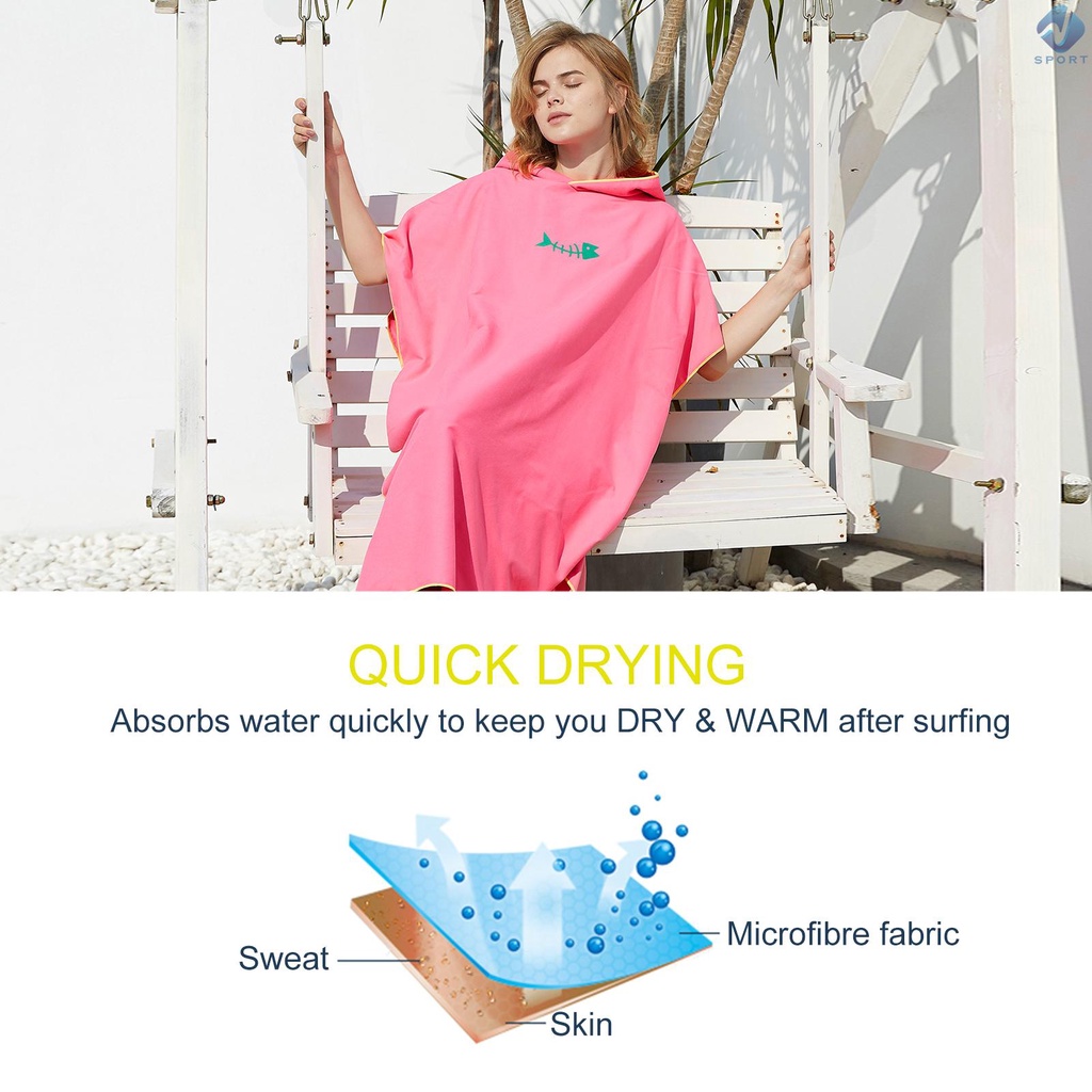 Khăn Tắm Đi Biển / Lướt Sóng Có Mũ Trùm Đầu Bằng Sợi Micro Cho Người Lớn