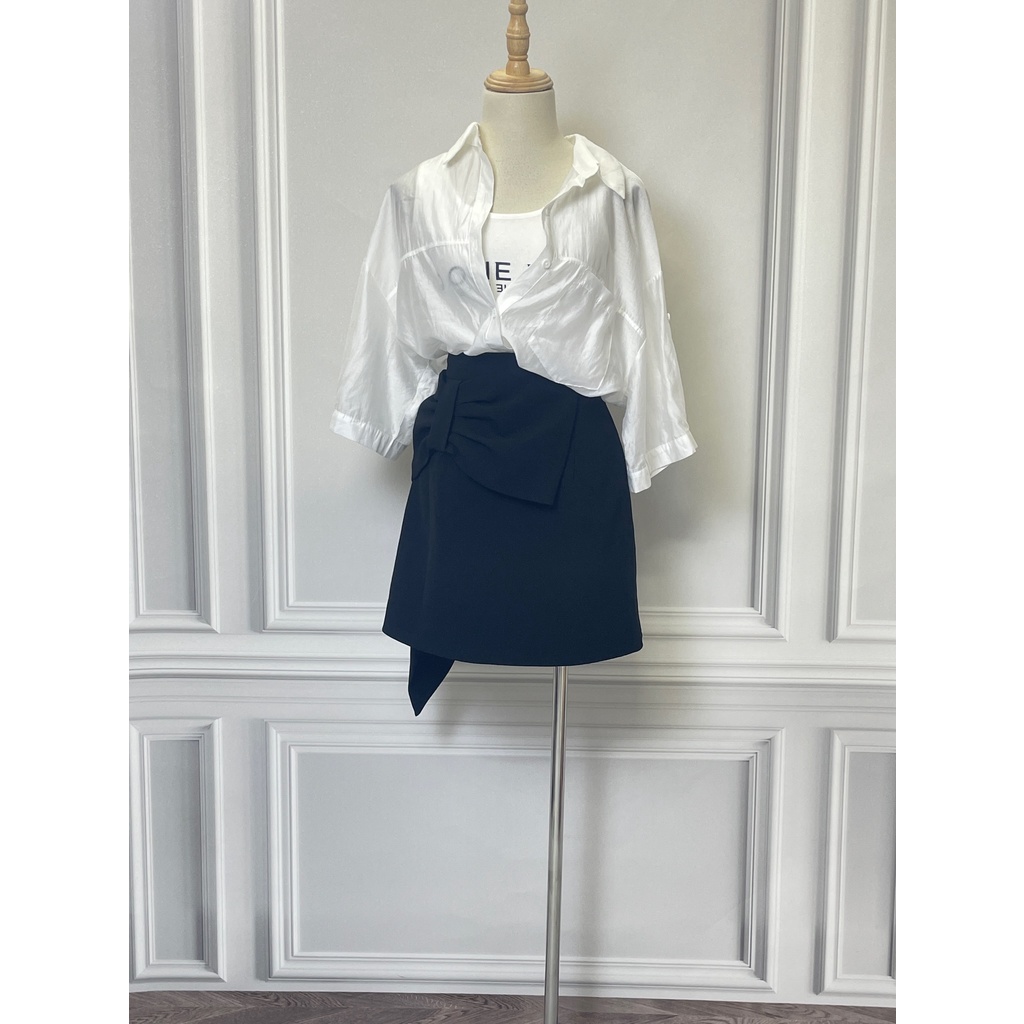 CV1672 Chân váy HUONG BOUTIQUE hàng hiệu chính hãng thời trang nữ màu đen size S secondhand thanh lý ký gửi
