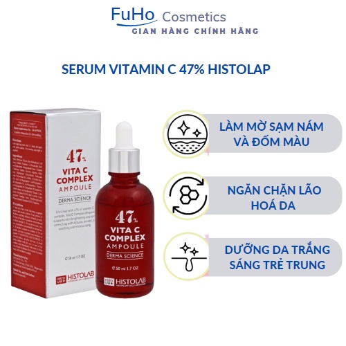 Tinh Chất Serum Dưỡng Trắng Sáng Da Histolab Vita C Complex Ampoule 47% 50ml Fuho Cosmetics