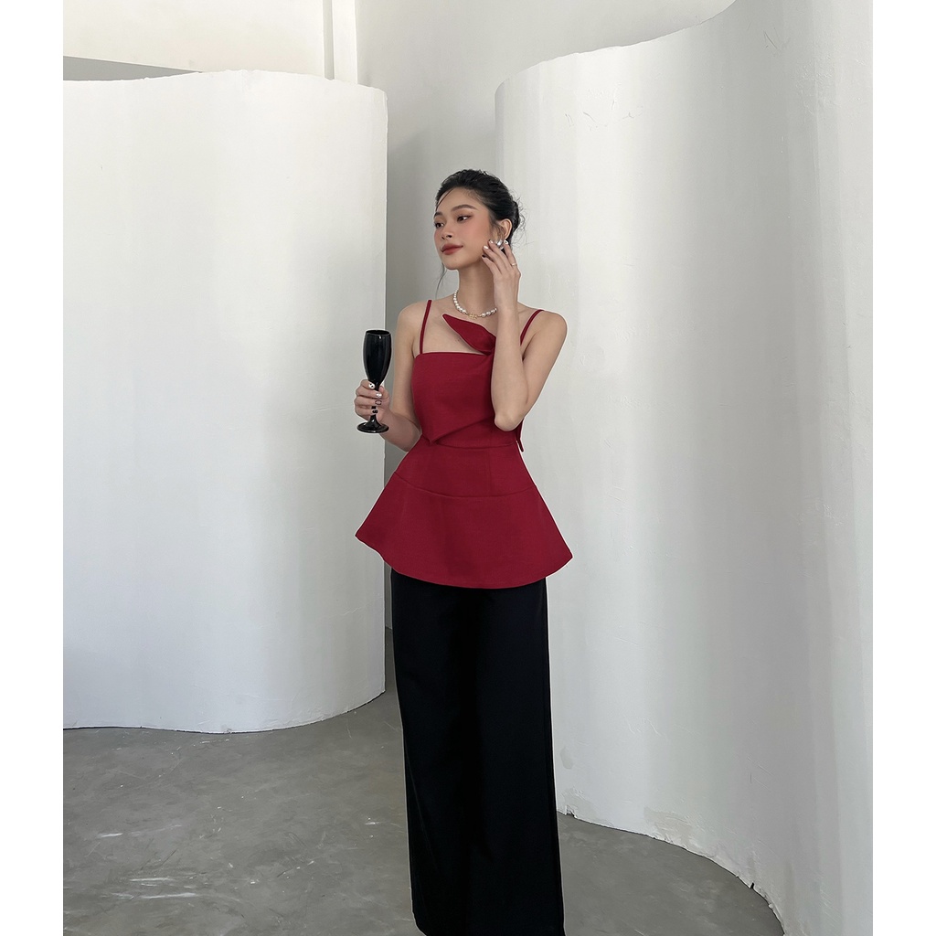 BBSTORE'S Áo Peplum Hai Dây Cột Nơ -A1561