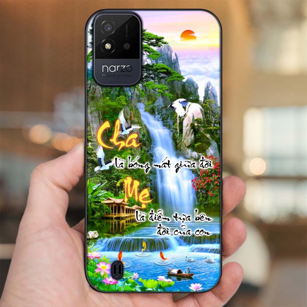 Ốp lưng Realme Narzo 50i viền đen in hình Thư Pháp Cha Mẹ