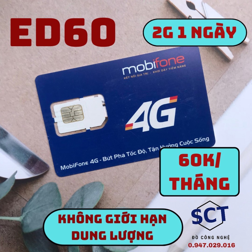 Sim 1 tỷ GB mobifone ED60/FD60/AG60 nhận 2GB/ngày nghe gọi được giá chỉ 60k/tháng