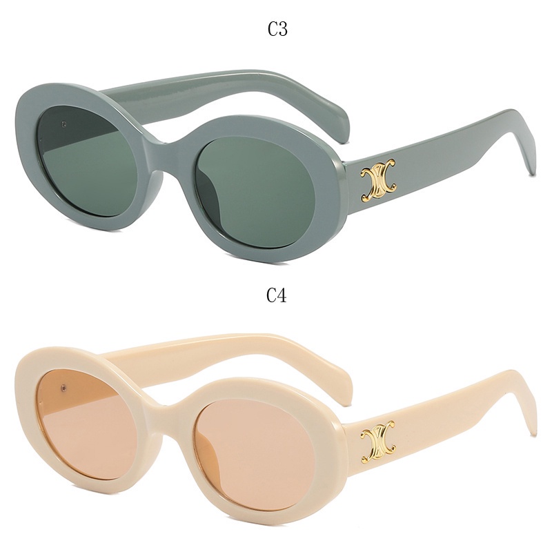 Kính Mát Hình Oval Chống Tia Cực Tím Phong Cách Retro Thời Trang Cho Nam Nữ