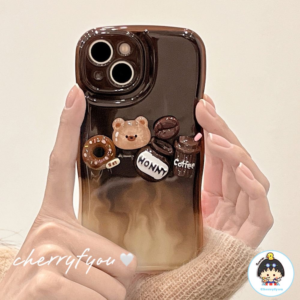 Ốp Điện Thoại TPU Mềm Chống Sốc Hình Gấu 3D Màu Gradient Cho IPhone 11 12 13 14 Pro Max 14 Plus