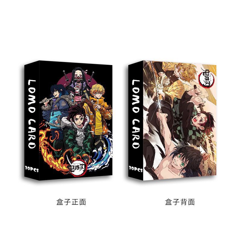Hộp 30 Ảnh Thẻ Lomo Hai Mặt In Hình Nhân Vật Nezuko Zenitsu Inosuke Trong Demon Slayer