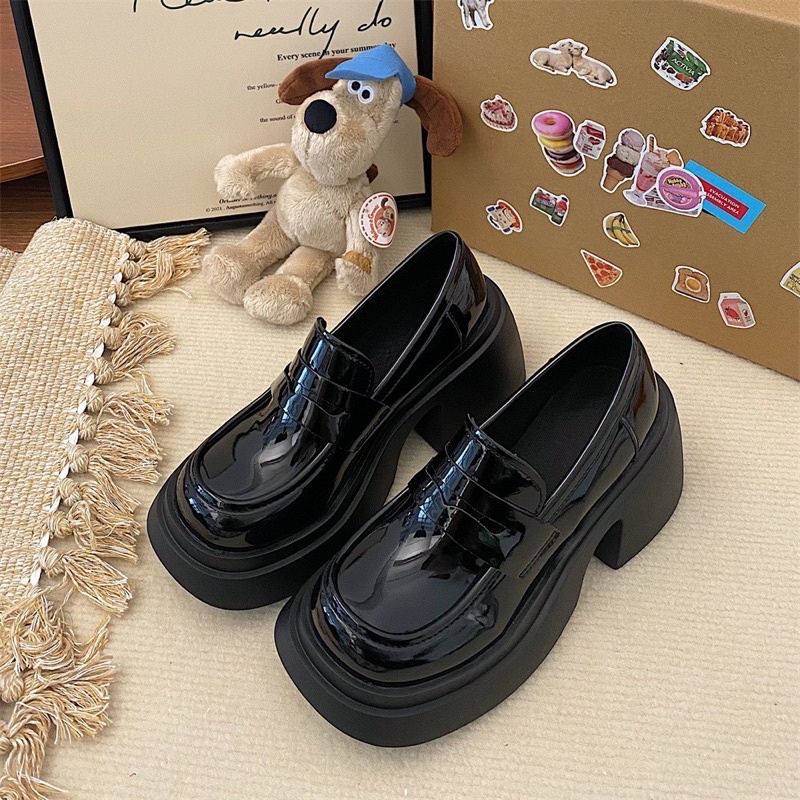 (CÓ SẴN LÙI 1 SIZE) Giày Da Nữ Loafer Đế Cao 5cm Phong Cách Retro Vintage HÀNG CAO CẤP