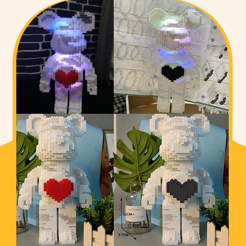 Đồ chơi Lego Gấu Bearbrick trắng, đồ chơi lắp ráp, mô hình lắp ráp Bearbrick 3D decor trang trí, quà tặng lego
