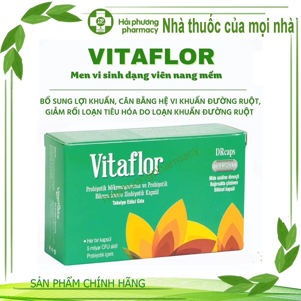 Men vi sinh Vitaflor-Viên uống lợi khuẩn tiêu hóa giúp cân bằng hệ đường ruột hộp 30 viên