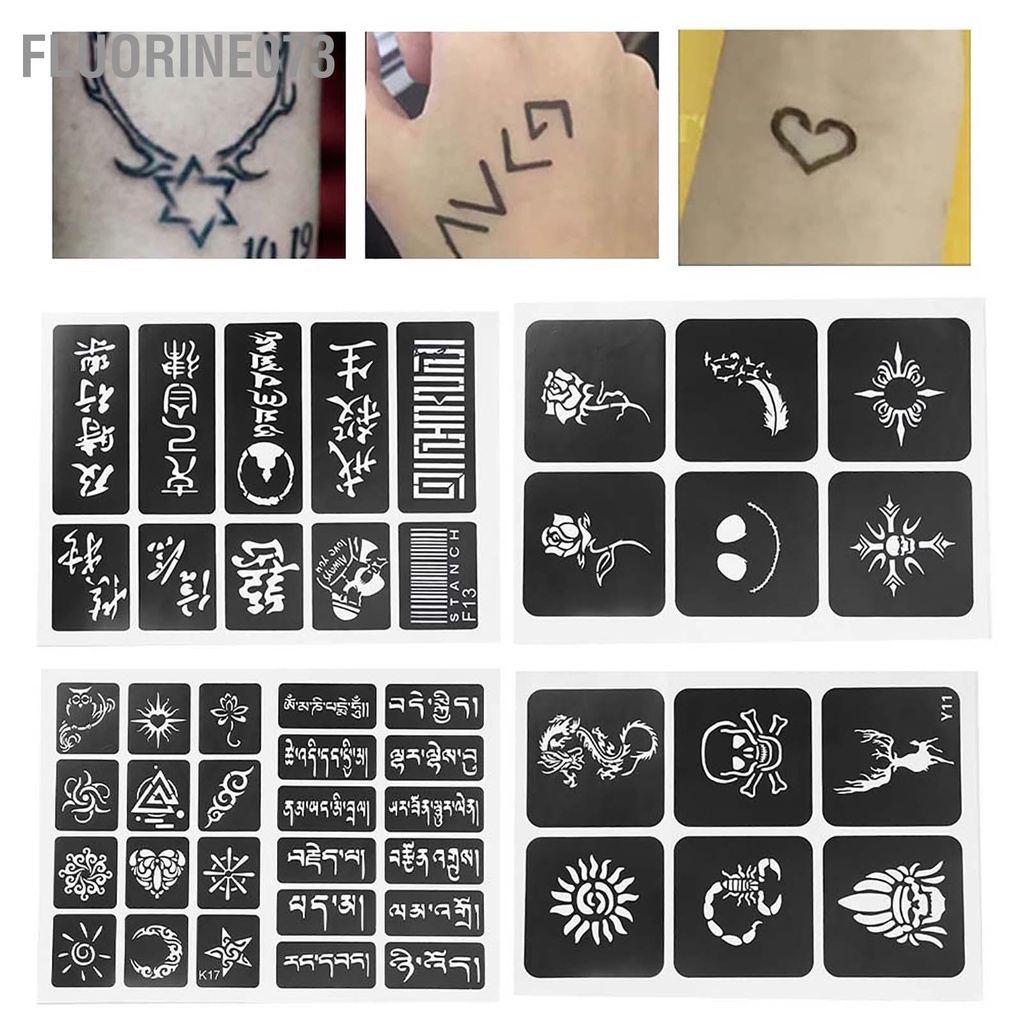 Fluorine073 Mẫu tạm thời hình xăm nhỏ bán vĩnh viễn Stencil Airbrush