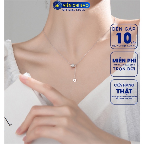 Dây chuyền hình trụ đá trắng chất liệu bạc 925 thời trang phụ kiện trang sức nữ Viễn Chí Bảo D400470