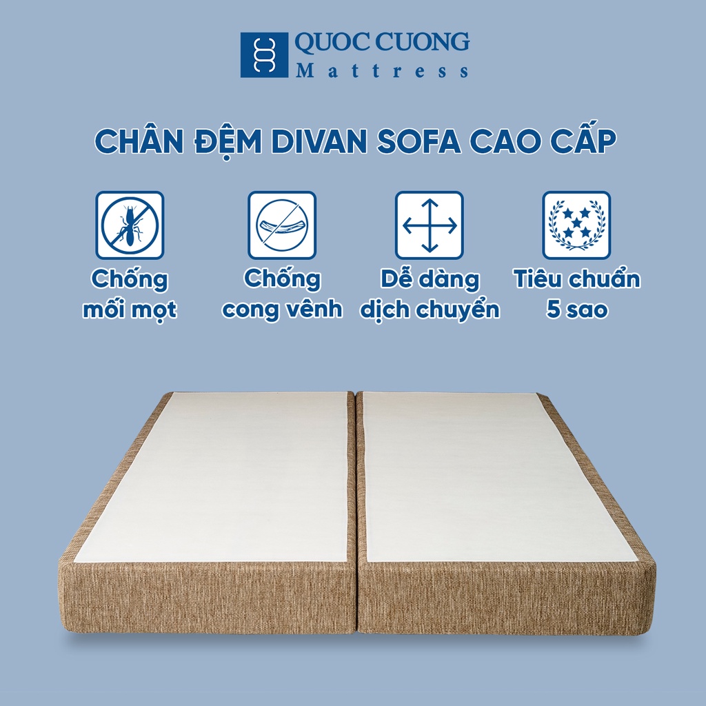 Bộ Giường ngủ Divan dành cho gia đình, khách sạn cao cấp, có chân bánh xe di chuyển thương hiệu Quốc Cường BH 10 năm