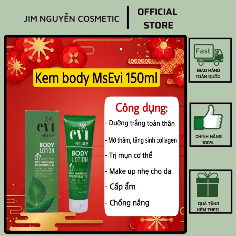 Kem body dưỡng trắng x5 MsEvi 150ml