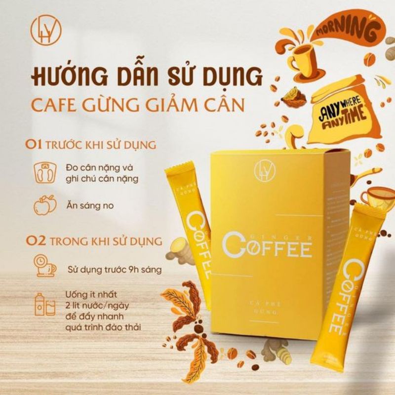 Cà Phê Gừng Giảm Cân Ginger Coffee Chính Hãng, Hộp 20 Gói