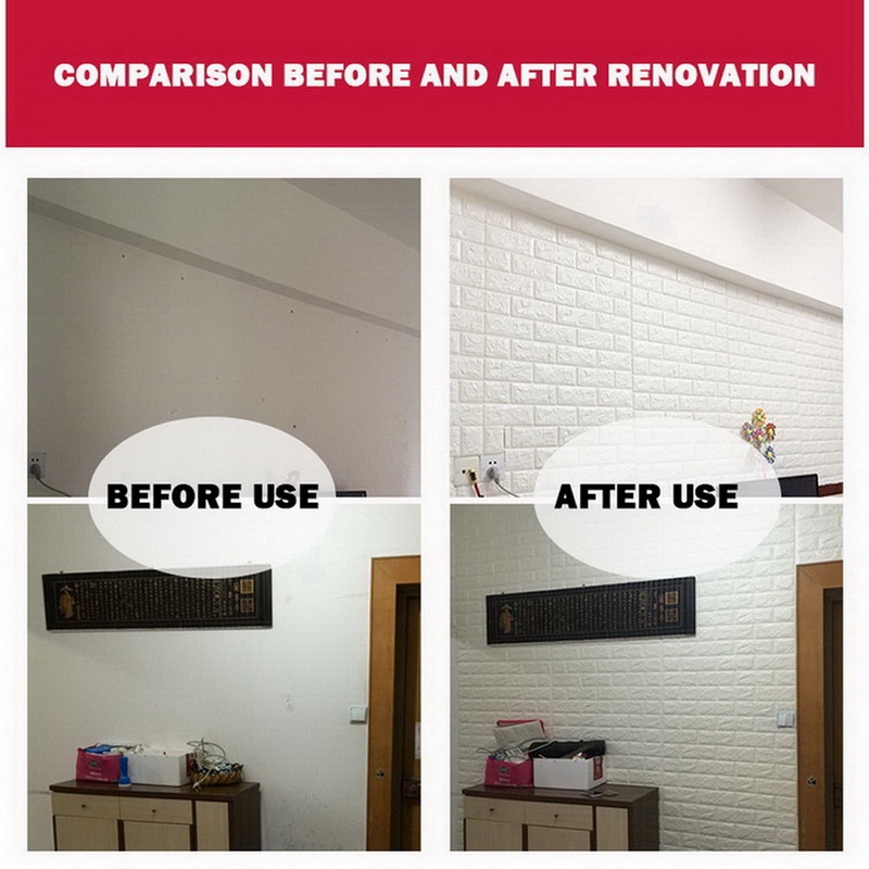 Set 10 Miếng Dán Tường Giả Gạch 3D Trang Trí Phòng Khách / Phòng Ngủ