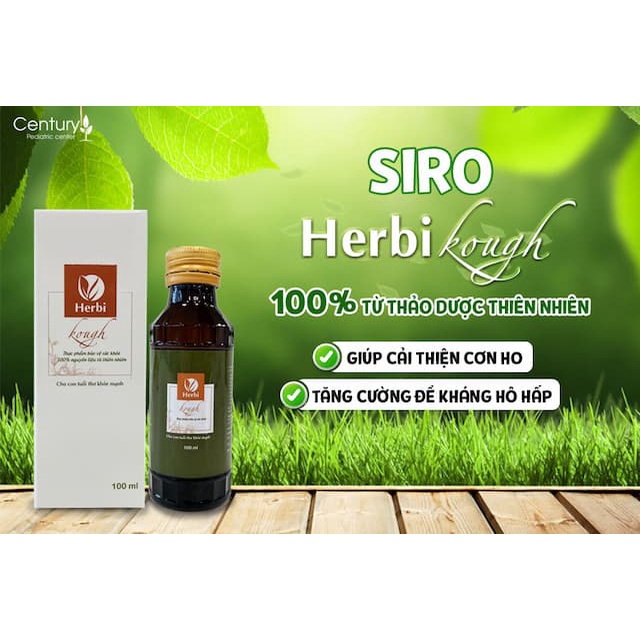 [CHÍNH HÃNG] SIRO THẢO DƯỢC HERBI KOUGH 100ml - Giảm ho, giải cảm, giảm nguy cơ bệnh hô hấp và tăng đề kháng.