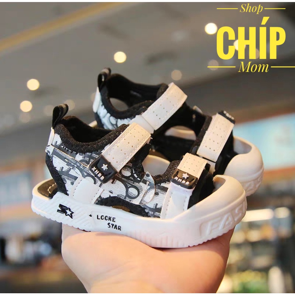 sandal bé trai dép quai hậu cho bé có chống vấp bảo vệ chân quai dán đế chống trượt kiểu dáng thể thao 606