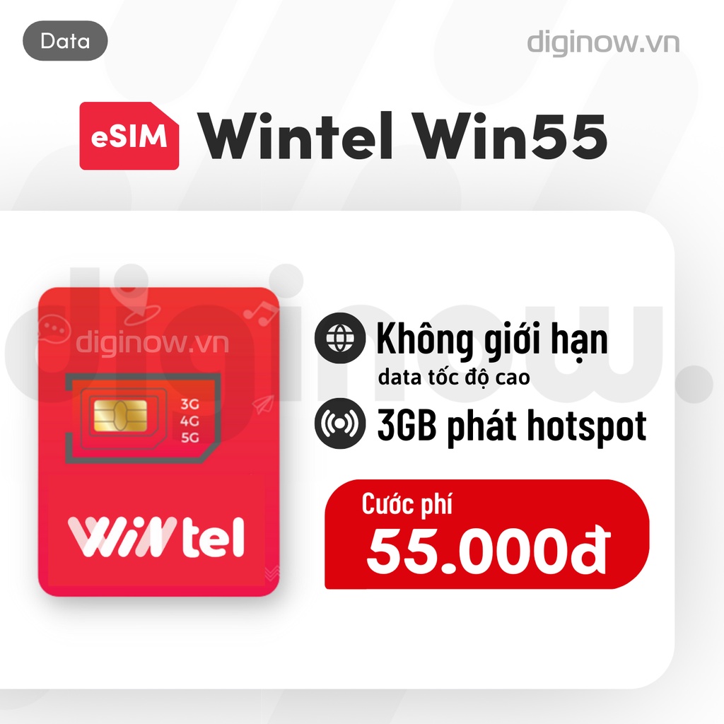 Sim Wintel Win55 (Reddi) không giới hạn data tốc độ cao - Sóng Vinaphone