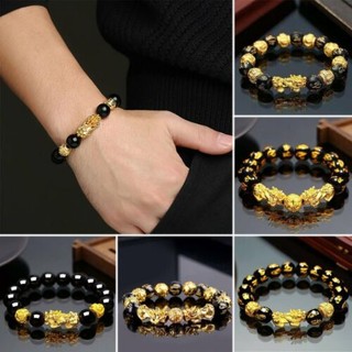 Vòng Tay Hạt Đá Obsidian Màu Đen May Mắn