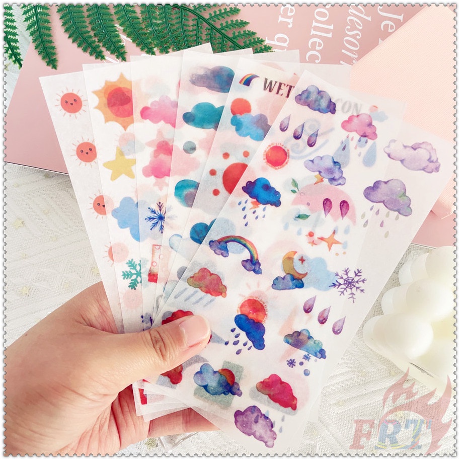 ❀ Hình Dán Biểu Tượng Thời Tiết Washi ❀ Set 6 Tấm Sticker Dán Trang Trí Thời Trang