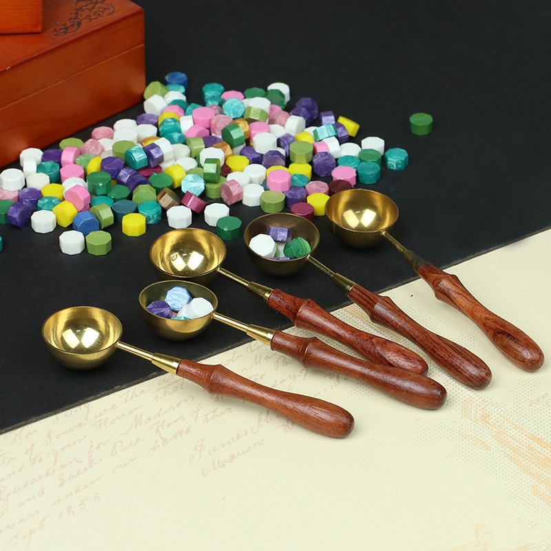 Muỗng Múc Sáp Niêm Phong Tay Cầm Bằng Gỗ Hồng