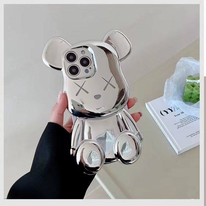 Ốp Điện Thoại Silicon Chống Rơi Họa Tiết Gấu Violent Mạ Vàng Cho Iphone 14 14Pro 13 11