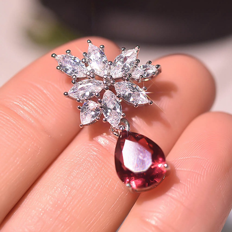 Fancyqube Bông Tai Dáng Dài Đính Đá Zircon Thanh Lịch Cho Cô Dâu