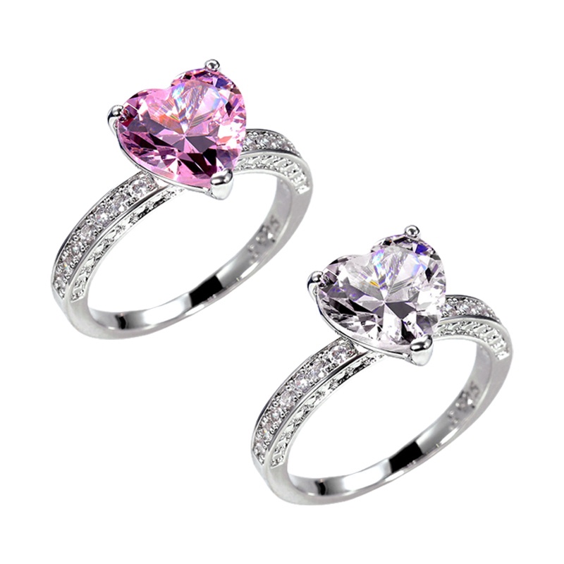 Nhẫn Bạc 925 3 Carat Kích Cỡ 6-10 Đính Đá Sapphire Hồng