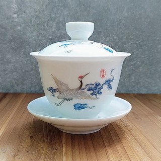 Bộ tách trà bằng sứ trắng có nắp đậy tiện dụng