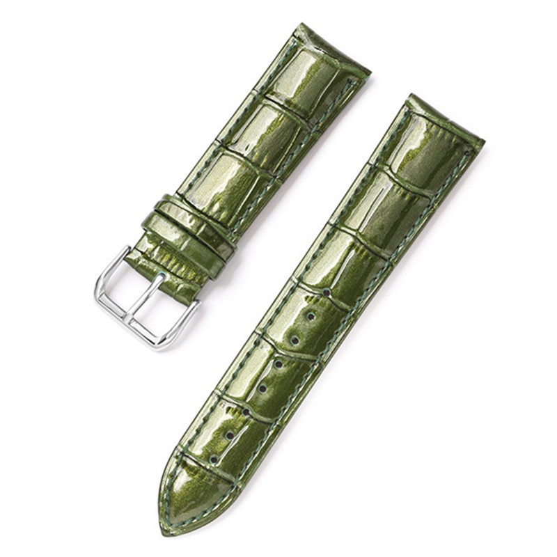 Dây Đeo Đồng Hồ Bằng Da Bóng Chống Nước Họa Tiết Pha Lê Thông Dụng 12mm 14mm 16mm 18mm 20mm 22mm