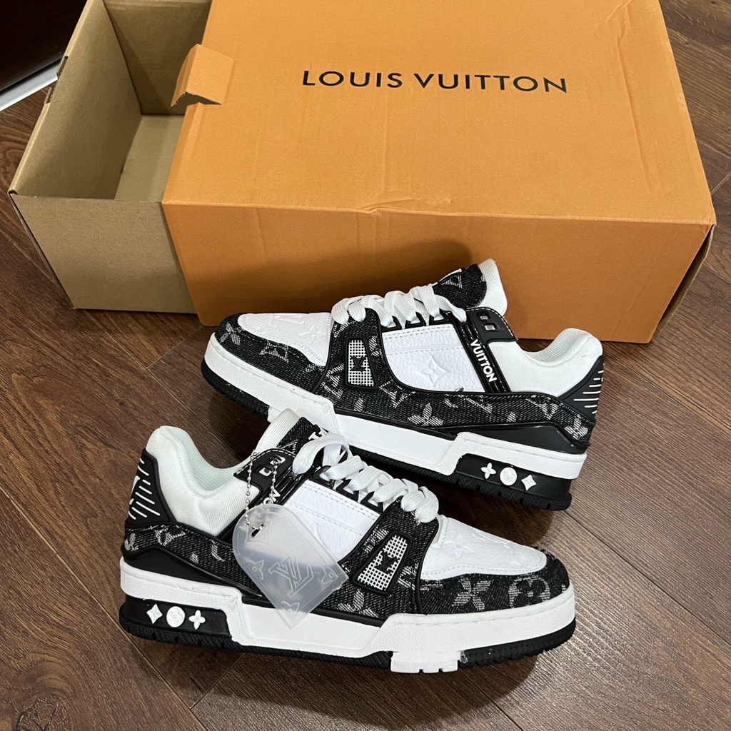 xẢ kHO Giày LV Louis Vuitton Trainer Black White, Giày Sneaker LV Xanh, Hông, Xám Grey Hottrend 202