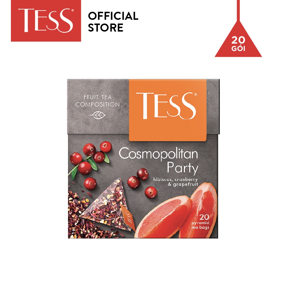 Combo 12 hộp Trà hoa quả Tess Cosmopolitan Party vị nam việt quất và bưởi 20 gói/hộp